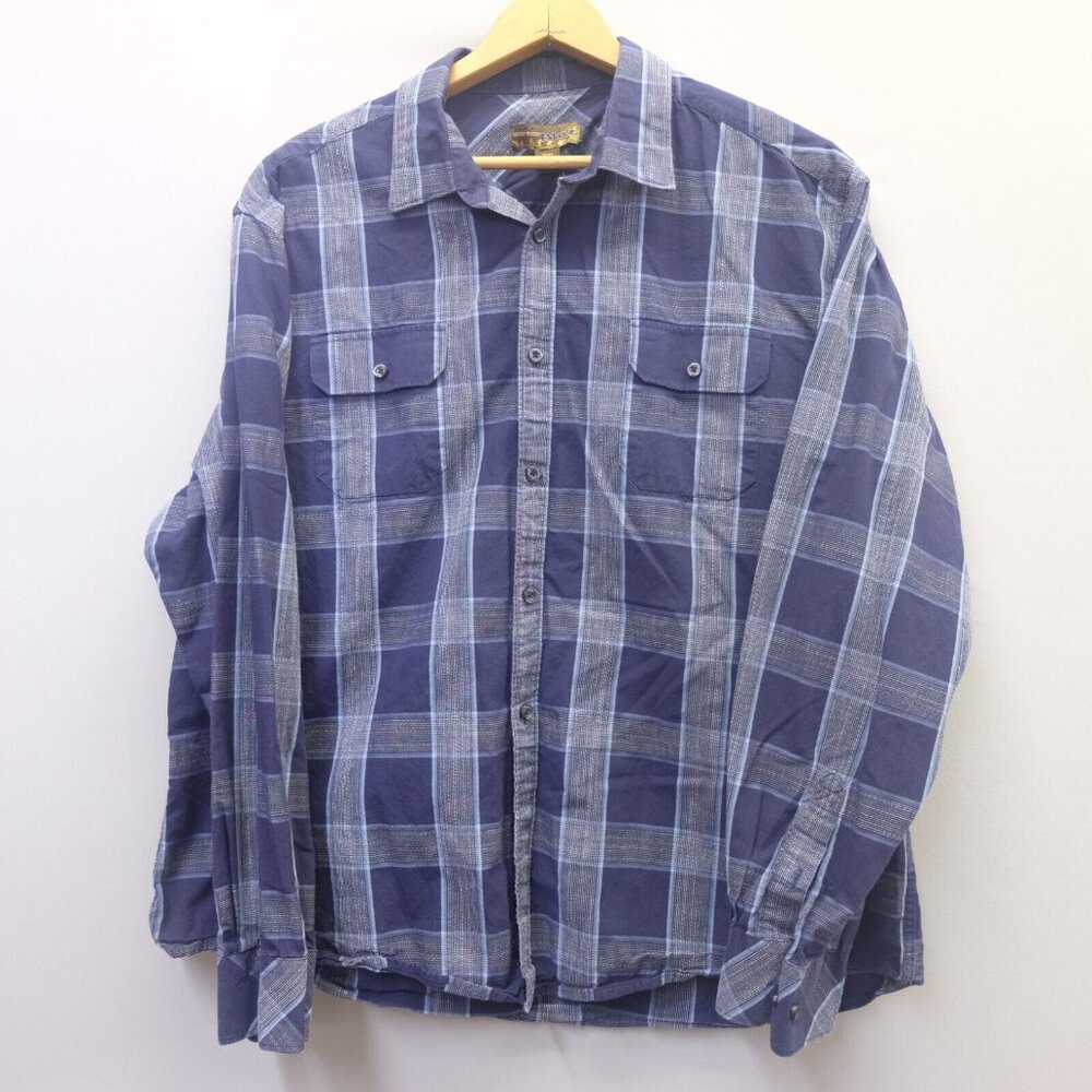 Pronto Uomo Blue 2XL Mens Striped Long Sleeve Windowpane Collared Shirt Blue